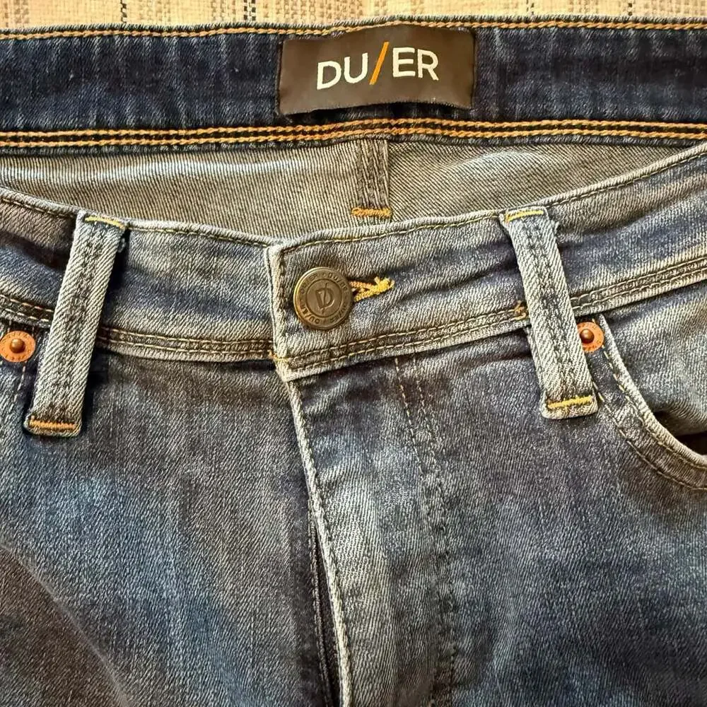 Du/Er Jeans Size 36x32 Blue Denim Stretch Straight Leg